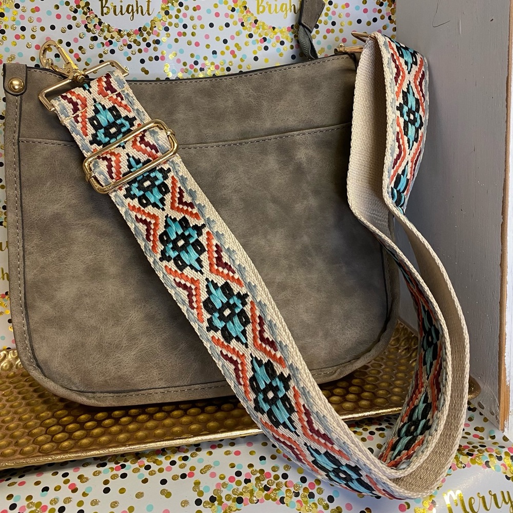 Suede Crossbody Purse w/Guitar Strap